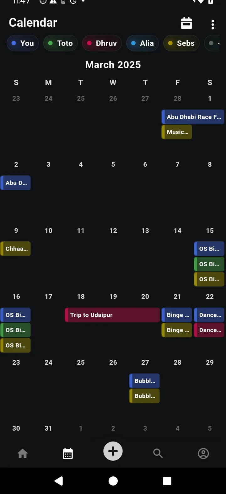 Getaway Shared Calendar View