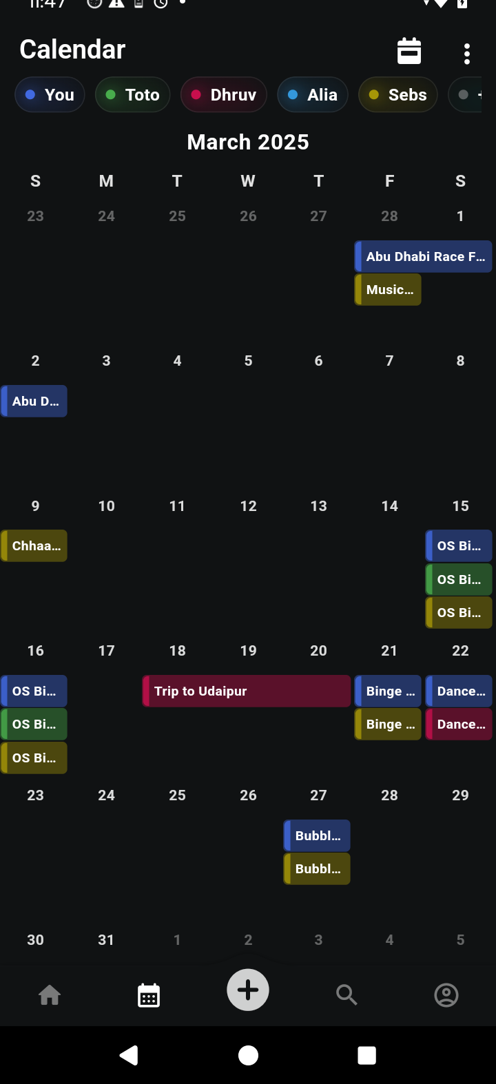 Getaway Shared Calendar View